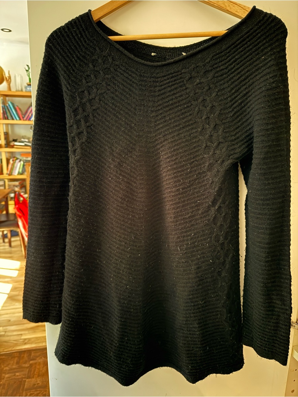 Rudsak Y2K Black Cable Knit A-Line Tunic Sweater